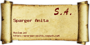Sparger Anita névjegykártya